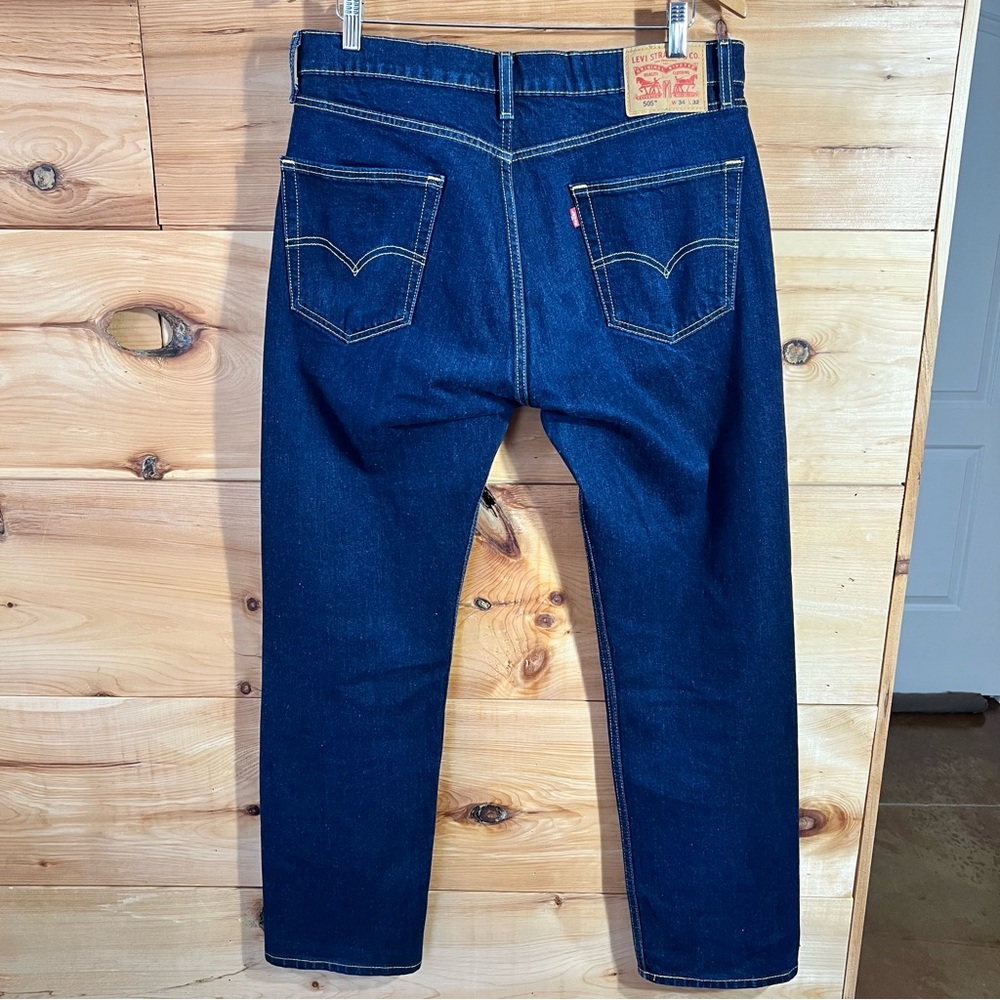 Levi's Men's Dark Indigo Straight Leg 505 Jeans Western Classic Denim Casual